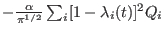 $ -\frac{\alpha}{\pi^{1/2}}\sum_i
[1-\lambda_i(t)]^2Q_i$