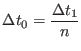 $\displaystyle \Delta t_{0} = {\Delta t_{1} \over n}$