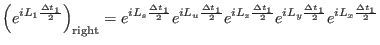 $\displaystyle \left (e^{iL_{1} \frac{\Delta t_{1}}{2}} \right )_{\rm right} = e...
...ta t_{1}}{2}} e^ {iL_y \frac{\Delta t_{1}}{2}} e^ {iL_x \frac{\Delta t_{1}}{2}}$