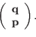 \begin{displaymath}\left (
\begin{array}{r}
{\bf q } \\
{\bf p }
\end{array}\right ).\end{displaymath}